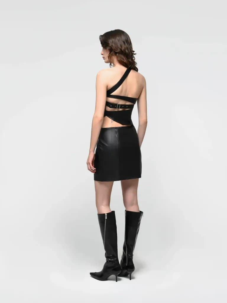 Платье Mini Dress Faux Leather with Belts