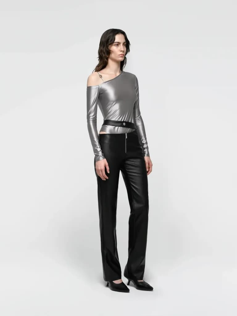 Брюки Faux-leather pants with detached belt