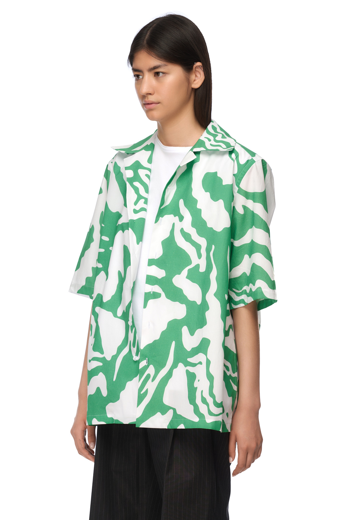 Green print shirt